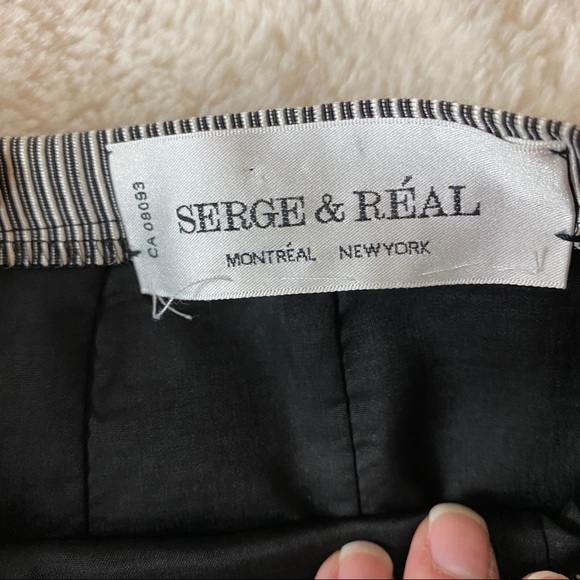Serge & Real Pencil Skirt Black White Ribbed - Picture 4 of 7
